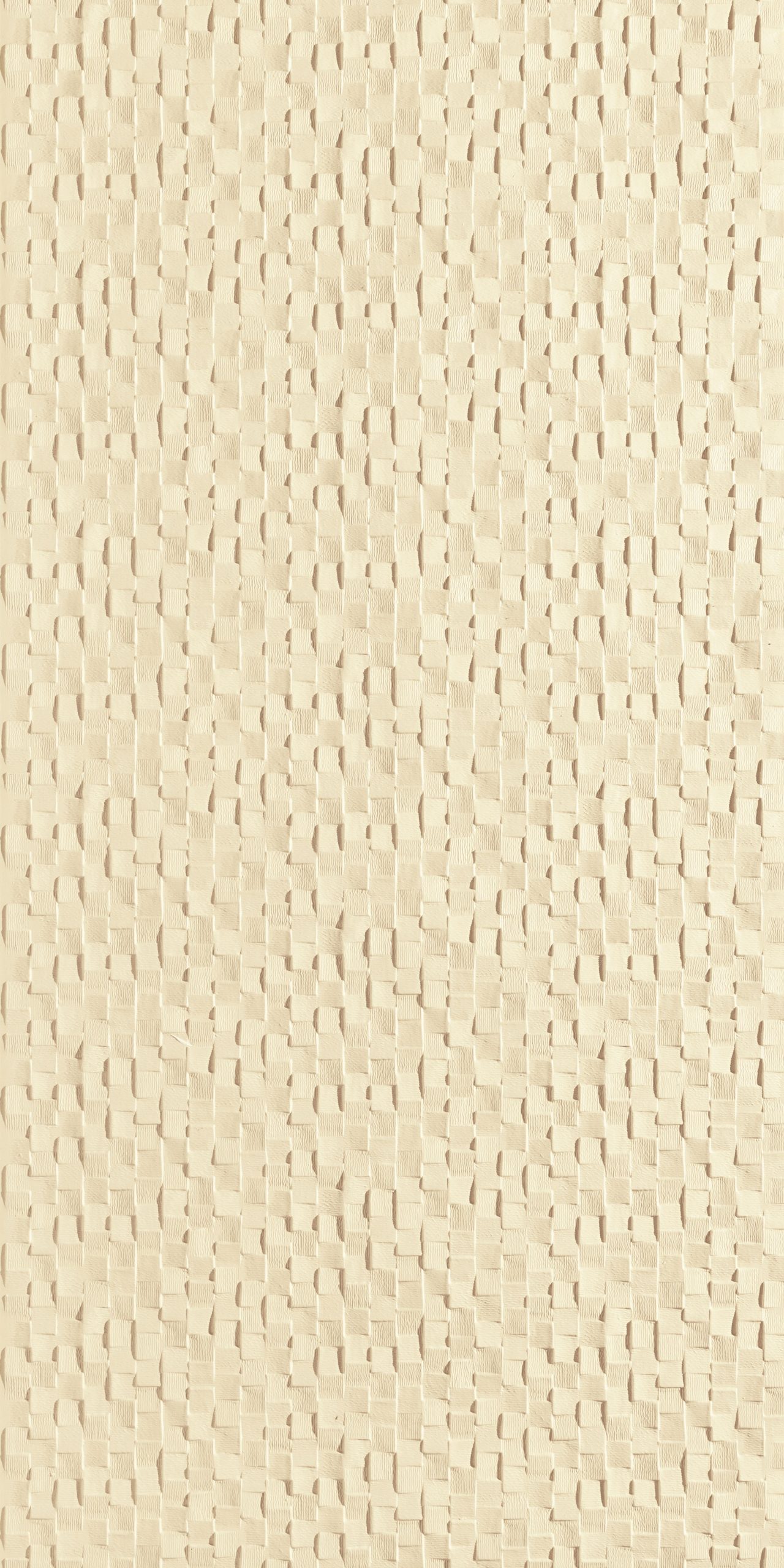 Lincrusta textured wallcovering with abstract block pattern in cream finish