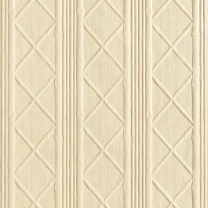 Lincrusta wallcovering with bamboo and diamond trellis pattern in cream finish