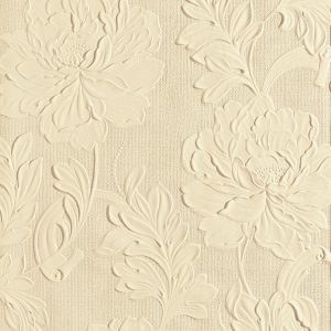 Lincrusta embossed floral wallcovering with large blooming flowers and flowing foliage