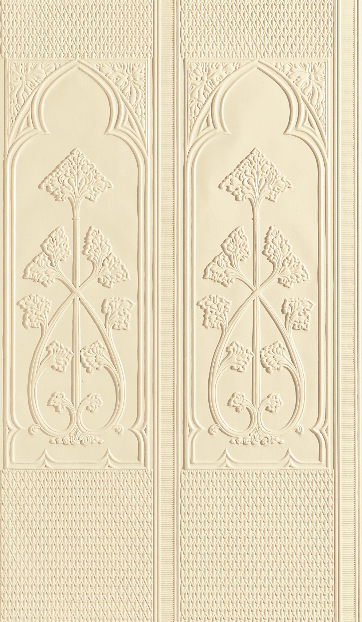 Lincrusta RD1967FR Gothic Dado embossed wall panel with Gothic arches and stylised leaf motifs