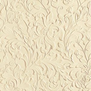 Lincrusta embossed floral wallcovering with flowing botanical leaves and large flower motifs