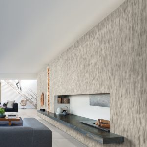 Lincrusta Contemporary Textured Wallcovering – Organic Embossed Finish Modern interior featuring textured Lincrusta wallcovering with organic vertical embossed design
