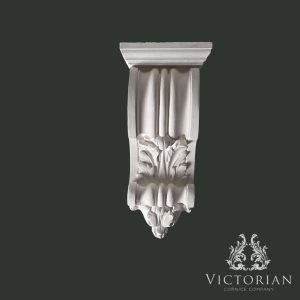 Handmade plaster corbel with fluted detail and acanthus leaf ornament front view