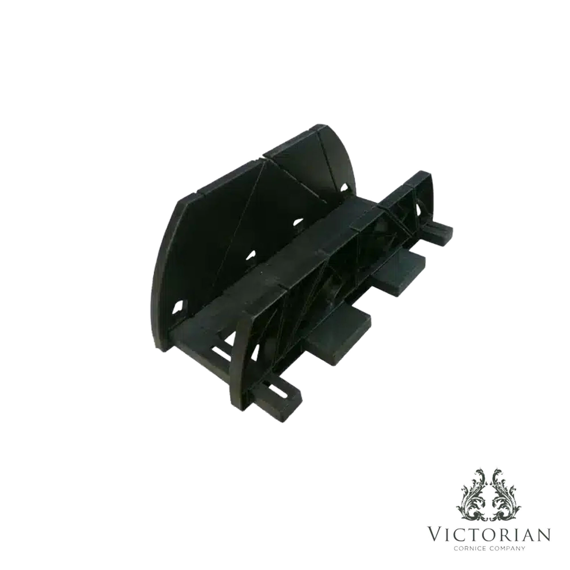 Adjustable mitre box for cutting lightweight coving, cornice and decorative mouldings with precision.