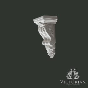Handmade decorative plaster corbel side profile with scroll and floral detailing