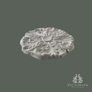 R21 Handmade Plaster Ceiling Rose – Side Profile Side profile of the R21 handmade plaster ceiling rose showing its sculpted depth and decorative raised detailing.