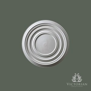 R3B handmade plain plaster ceiling rose with stepped concentric rings, 340mm diameter.