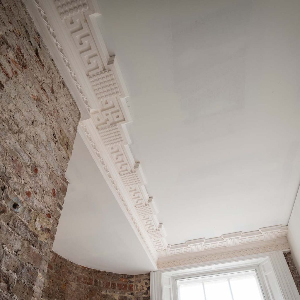 Decorative plaster cornice installed at Worswick Chambers in Newcastle